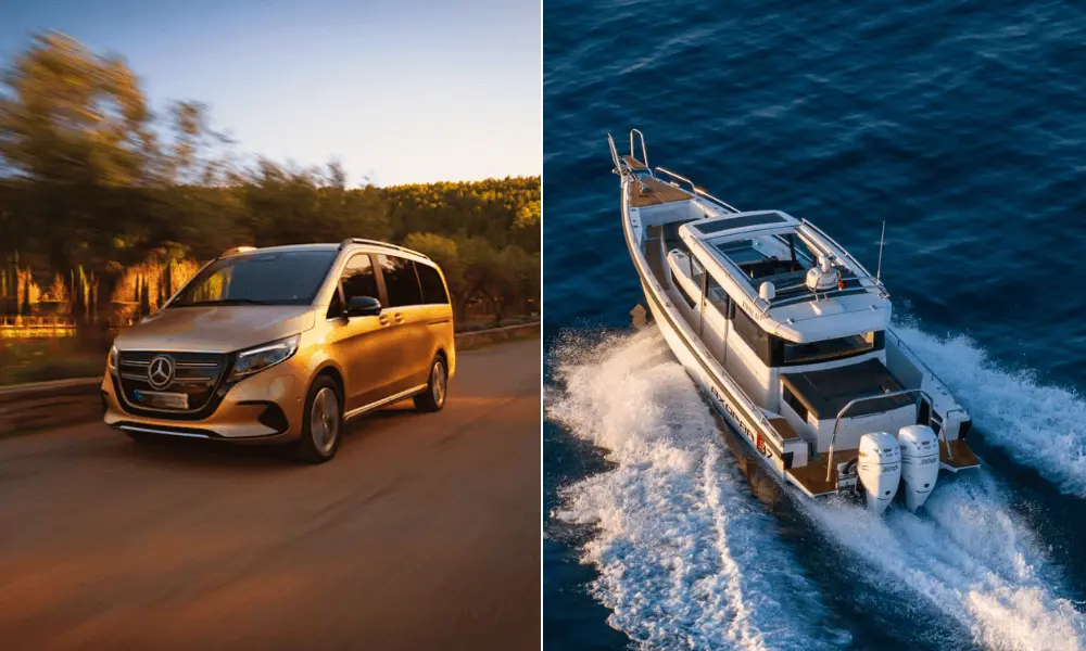 Luksusowy, prywatny transfer łączony z vanem marki Mercedes i szybką łodzią, idealny do szybkiej podróży między Dubrownikiem i Hvarem.